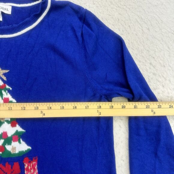 Kim Rogers Christmas Sweater Womens Small S Blue Long Sleeve Pullover Holiday - Picture 7 of 12